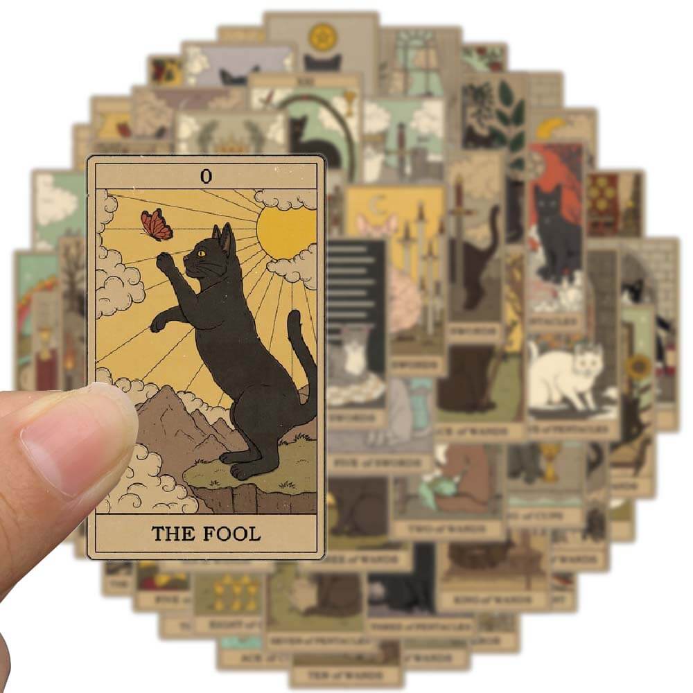 【Large sticker】72PCS Gothic Tarot Mystic Cat Cartoon Stickers DIY Toys
