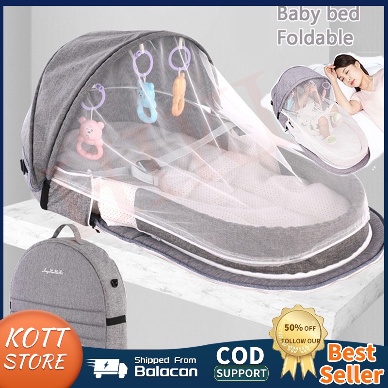 Portable Baby Bed Safety Isolation Multifunctional Outdoor Folding Bed  Travel Bed with Mosquito Net