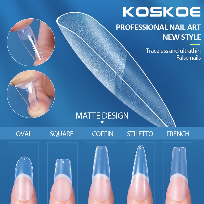 KOSKOE Clear Fake Nails Tips Press on False Nail Extension Full Cover