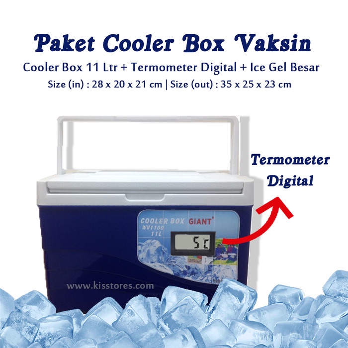 Vaccine Carrier 11 L + Digital Thermometer / Cooler box Vacuum 11 L