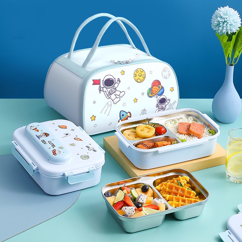 1000ml Cartoon Stainless Steel 316 Thermal Lunch Box Leak-Proof Kids  Microwave Bento Box Student Food Storage Container