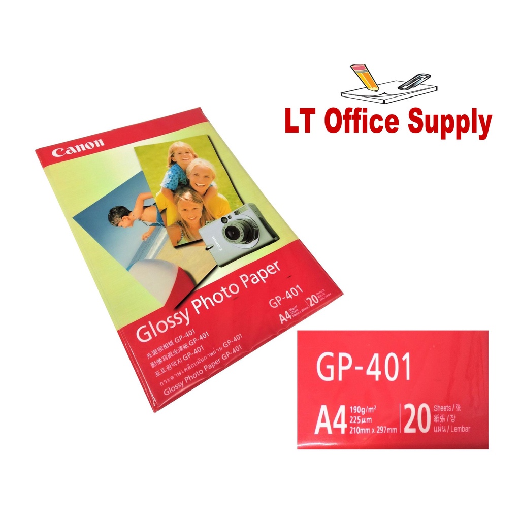 20 Sheets(1 pack) Canon Glossy Photo Paper A4 Size 210gsm | Shopee ...