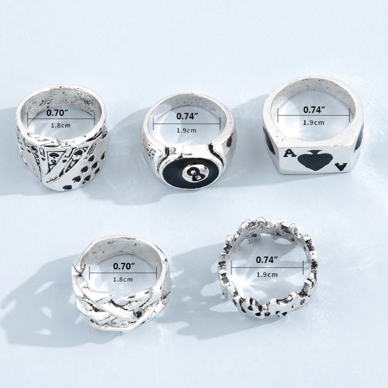ARIN 5 Pieces Unique Design Billiards Ring for Men Playing Poker Card ...