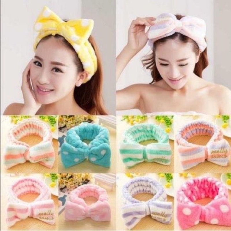 korean turban Turban Wash Makeup Cleansing Headband fashion bow ribbon ...