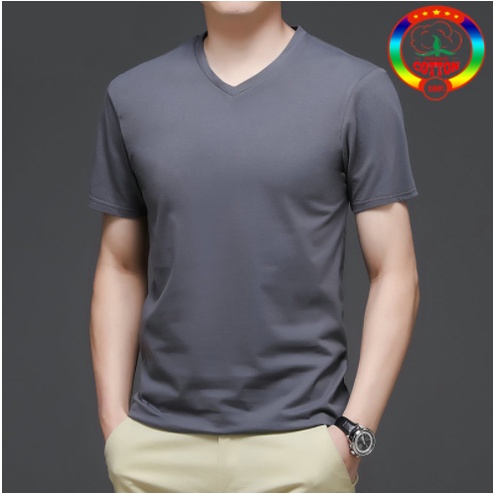HIGH QUALITY 12 Color v neck basic plain tshirt white cotton t shirt ...