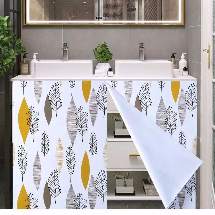 Nordic Ins Bathroom Cabinet Waterproof Curtain Simple Bathroom Cabinet ...