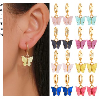 [ZOMI] Acrylic Butterfly Small Fresh Sweet Colorful Drop Earrings For ...