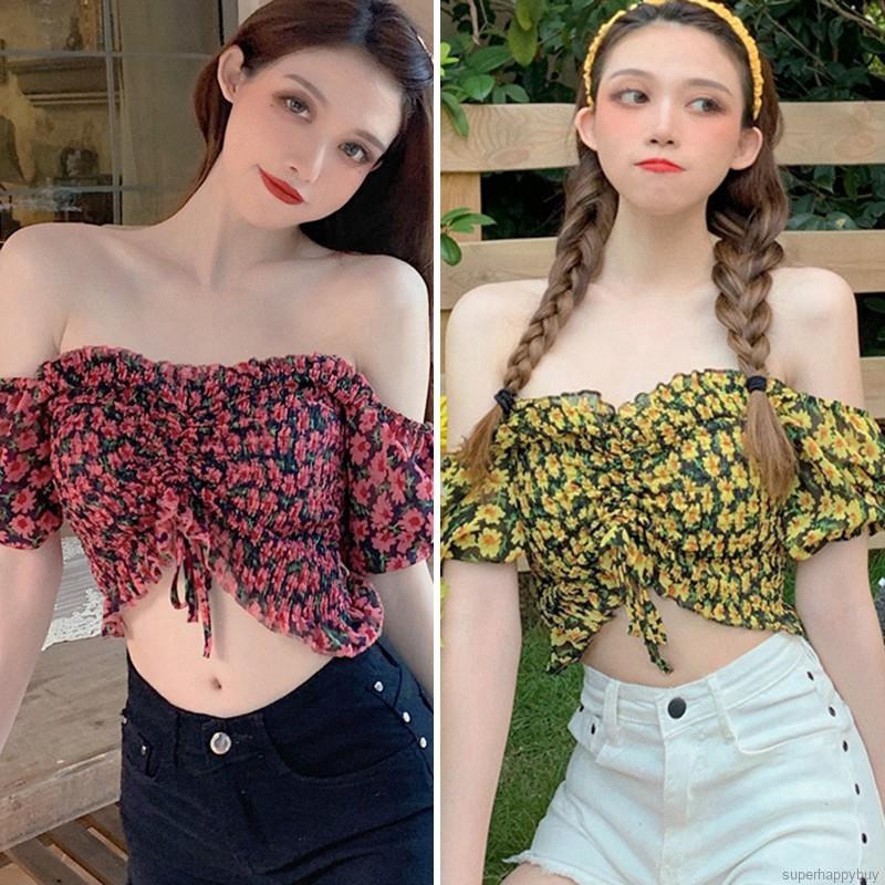 Off shoulder discount crop top shopee