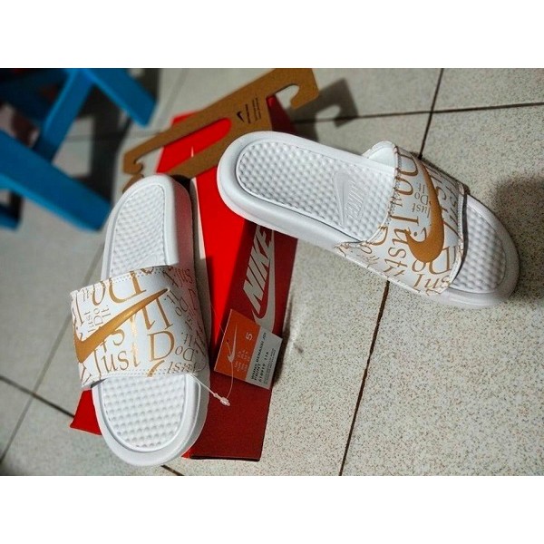 Nike Benassi Just Do it White Gold Shopee Philippines