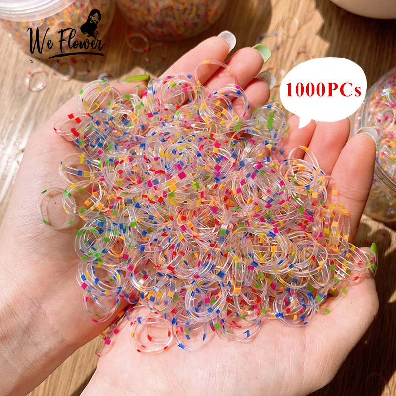 We Flower 1000pcs/Bag Disposable Small Hair Bands For Kids Baby Girls