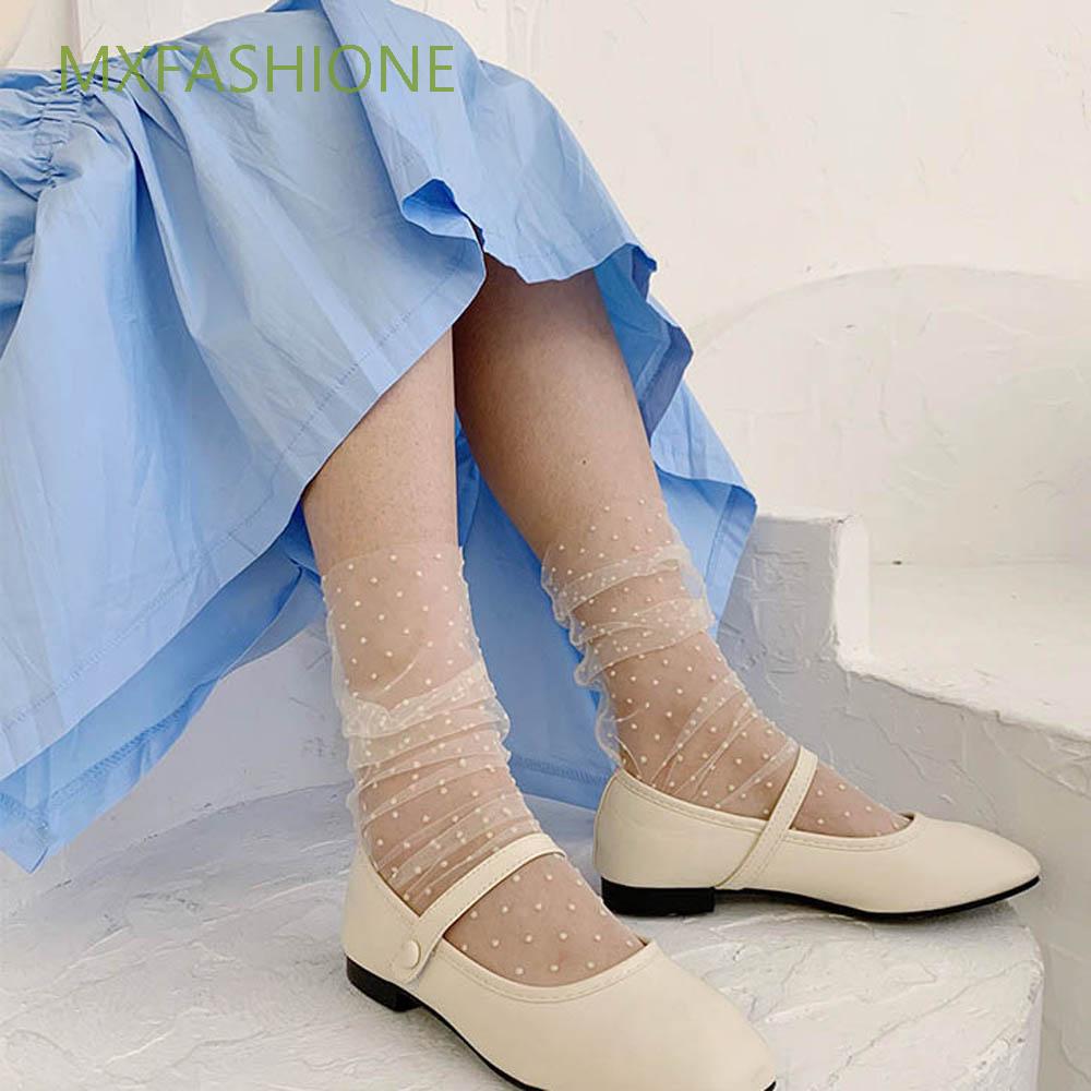 MXFASHIONE Transparent Tulle Socks Women Nylon Dress Socks Chiffon ...