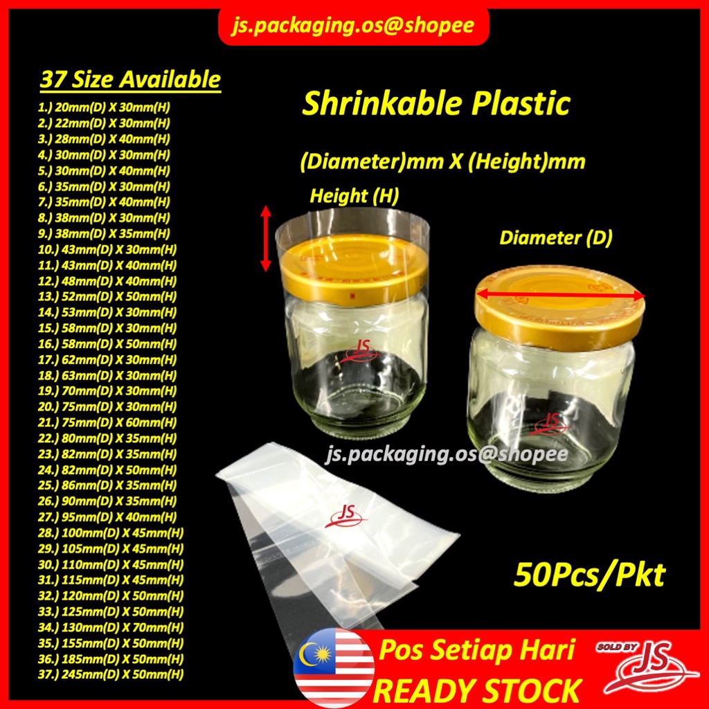Shrinkable Plastic Sealer Heat Shrink Bands Cap Seal For Jars Bottles Balang Botol / Heat