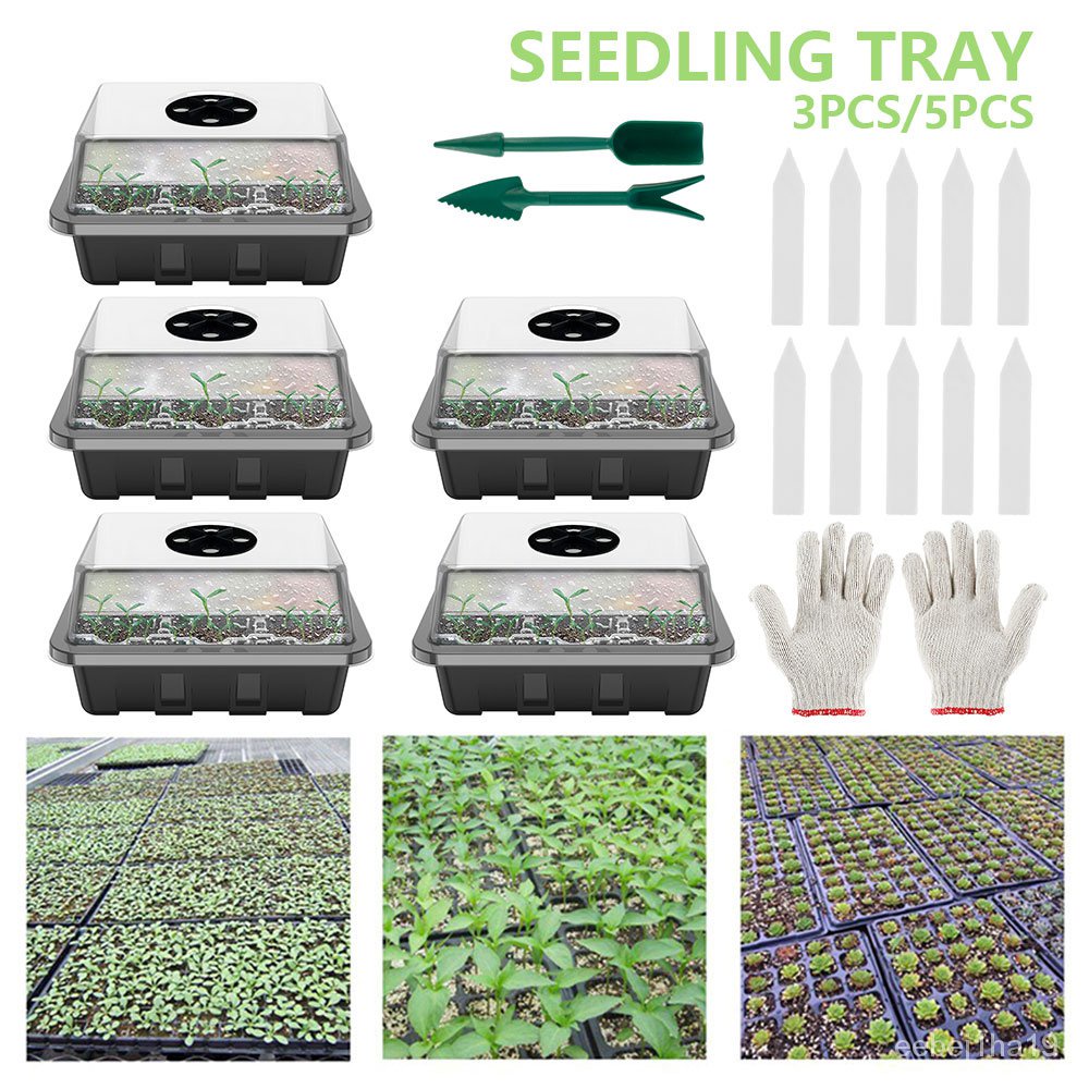 5PCS Planting Seed Tray Kit With Gloves Plants Germinating Box With