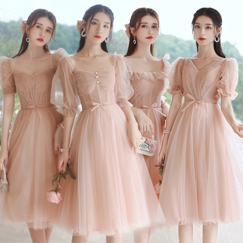 Pastel Pink Bridesmaid Gown Dress Fairy Evening Long Dresses