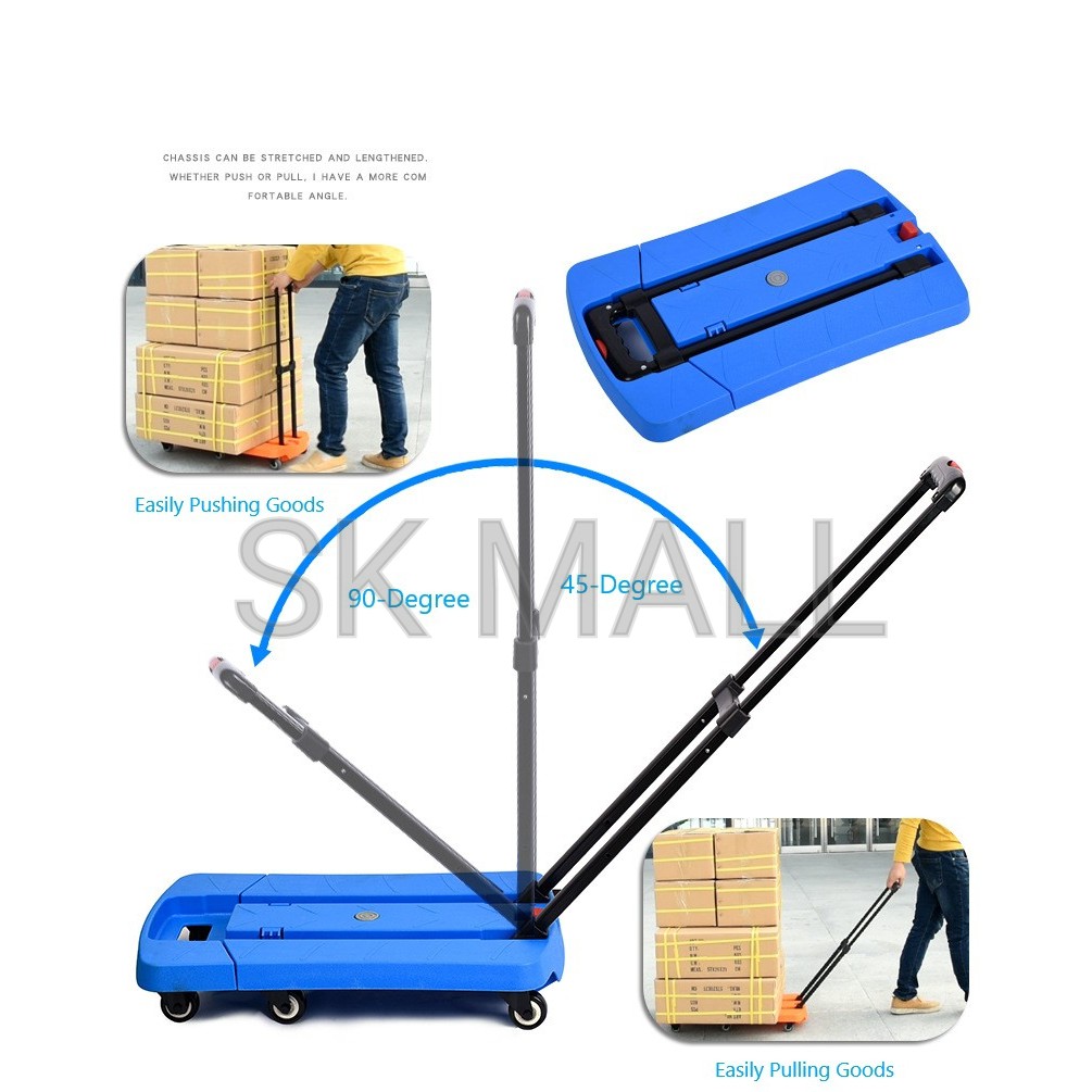 Portable Foldable Trolley Hand Truck Luggage Cart Small Slim Swivelled ...