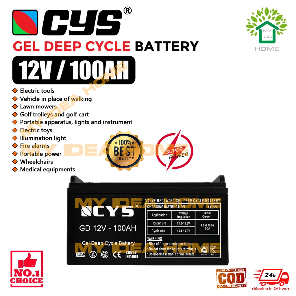 CYS Brand Ture Gel Deep Cycle Battery 12V 100AH Original GD SERIES ...