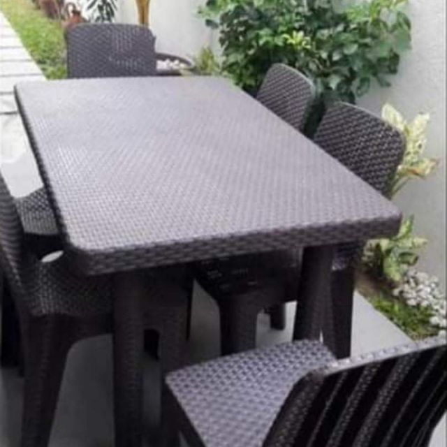 Plastic rattan table (4seaters/6seaters) | Shopee Philippines
