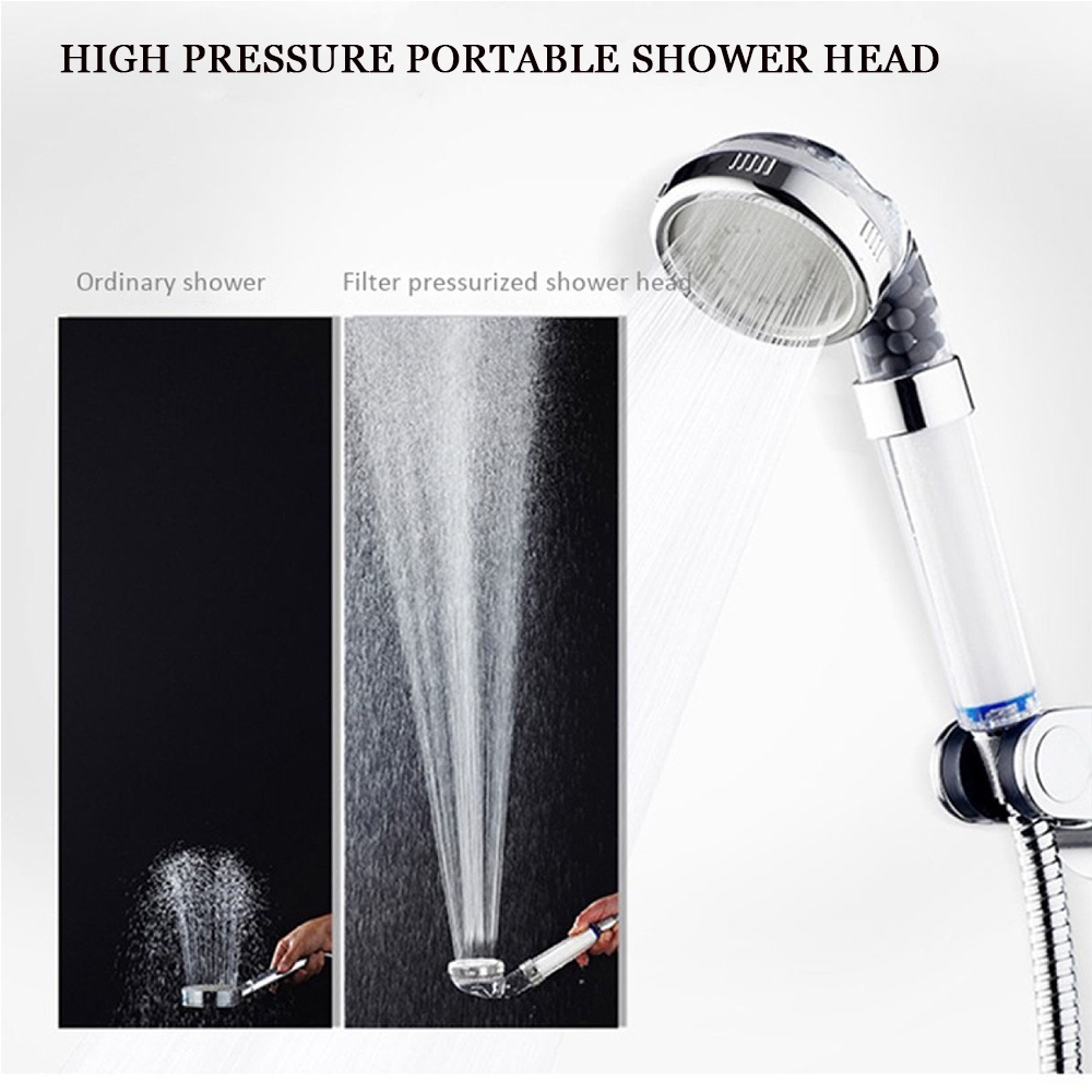 Shower Head Water Purification Filtration Bathroom High Pressure Handheld Supercharge Portable