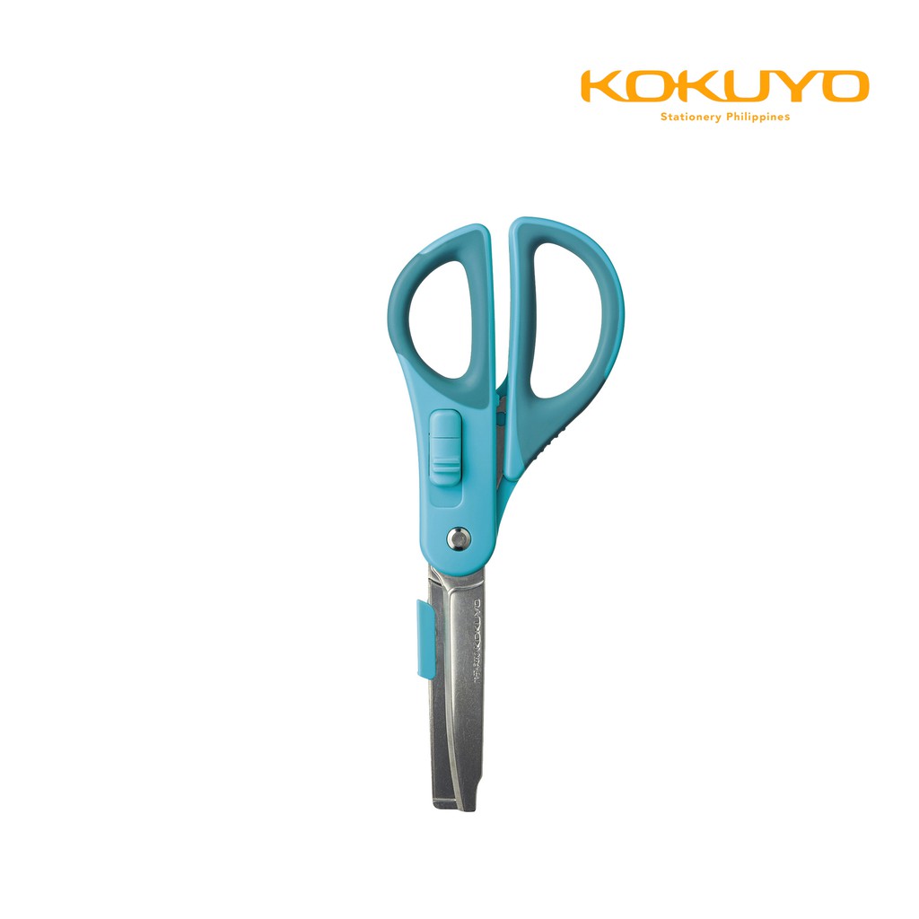 Kokuyo HASA-P410B Hakoake 2way Scissors and Cutter With Cap Blue ...