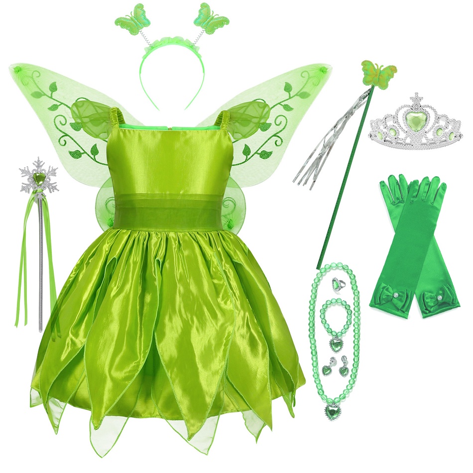 Girls Tinker Bell Costume Halloween Costume for Kids Green Tinkerbell ...