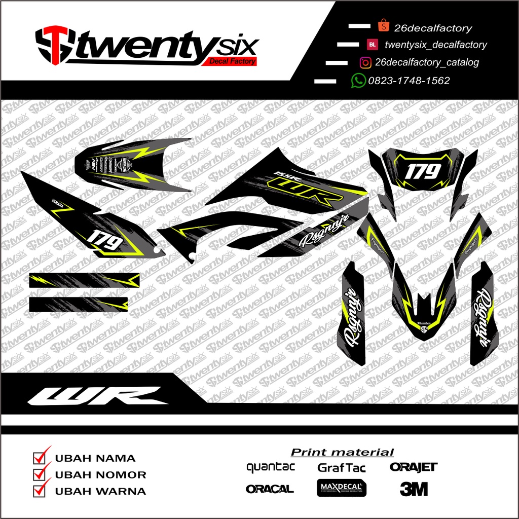 DECAL WR SUPER GLOSSY PREMIUM - FULL BODY CUSTOM STICKER WR STRIPING WR ...