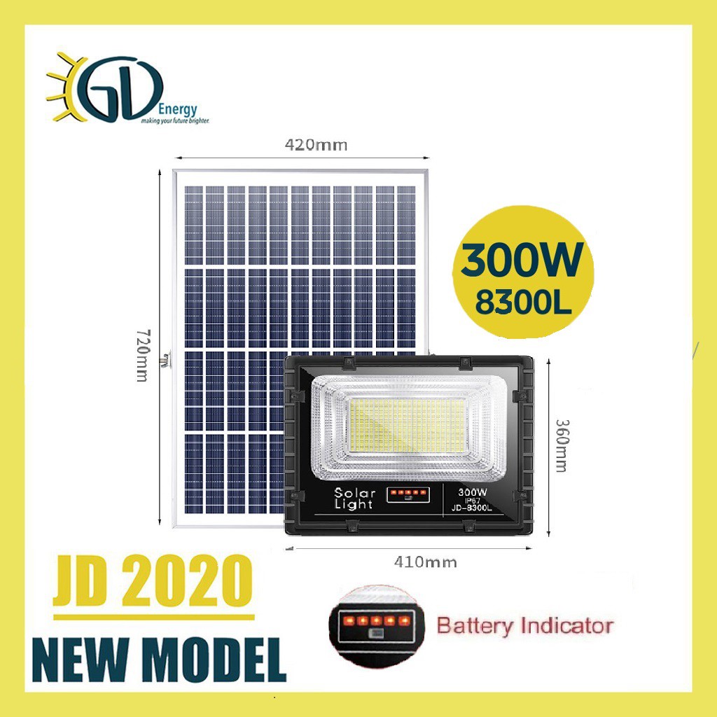 300W JD 8300L Solar Floodlight Solar LED light Waterproof with Remote ...