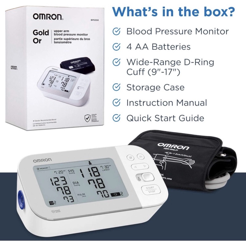 OMRON Gold Blood Pressure Monitor, Premium Upper Arm Cuff, Digital