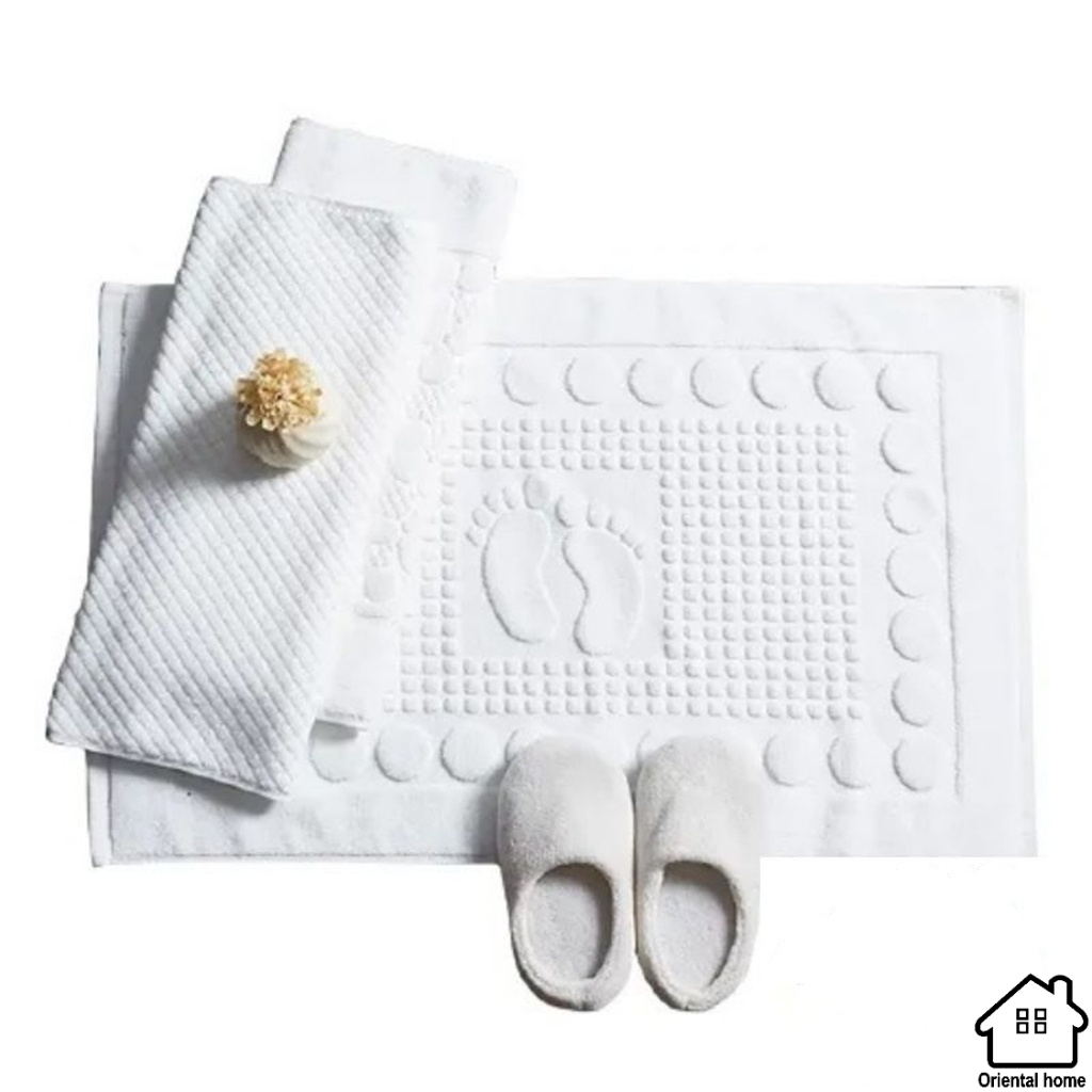 Bathroom Foot Towel (B203) (50*80cm) Cotton Bathroom Foot Towel Hotel Bath Linen Embossed Foot