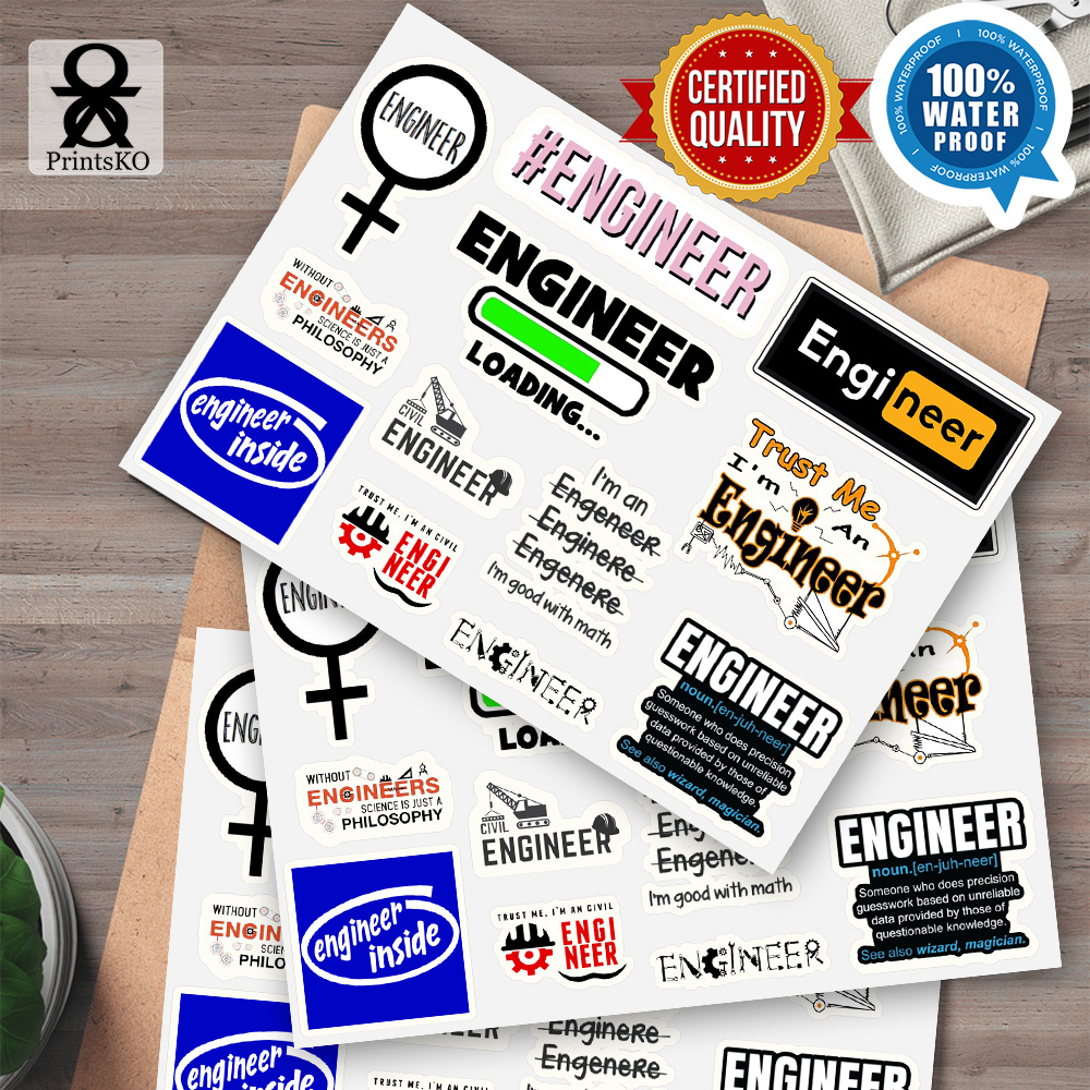 Engineer Water Proof Stickers Assorted Definition Design Shopee