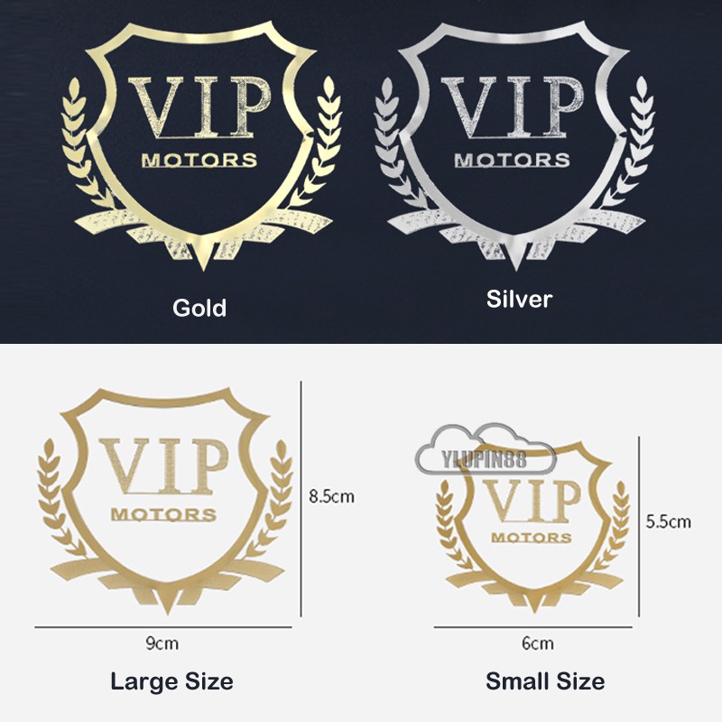 2pcs Car Side VIP Emblem Sticker Medal Metal Film Label Car Body Door ...