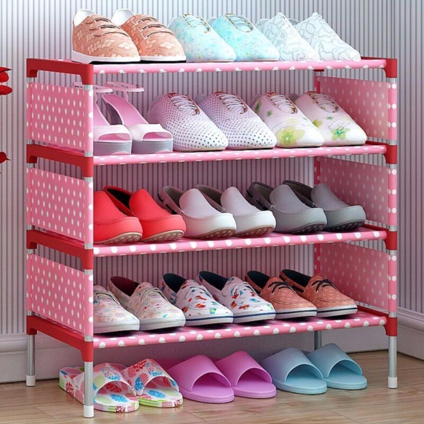 SHOPP INN Stackable 4-Layer Shoe Rack (Pink Dot) | Shopee Philippines