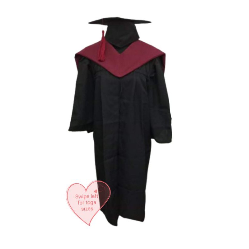 Full Set HIGH QUALITY College Graduation toga with maroon hood for sale ...