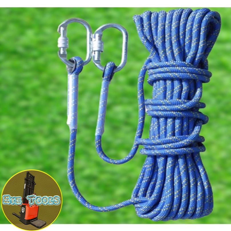 Blue12mm Safety Rope2050100m Climbing/Hiking Rope Safety Rescue Utility Rope w 2 Climbling