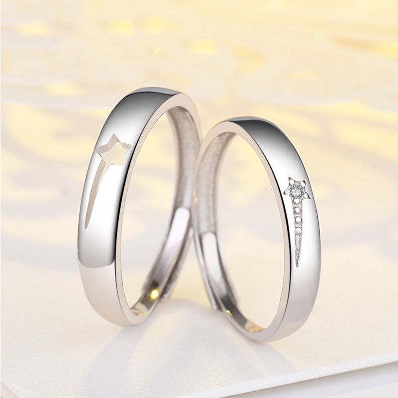 1 Pair Meteor Stars Matching Couple Rings for Him and Her Set Size ...