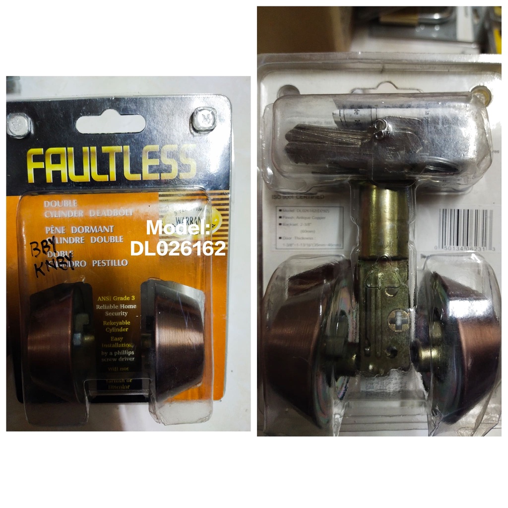 Faultless Deadbolt single or double or spin to lock deadbolt dead bolt ...