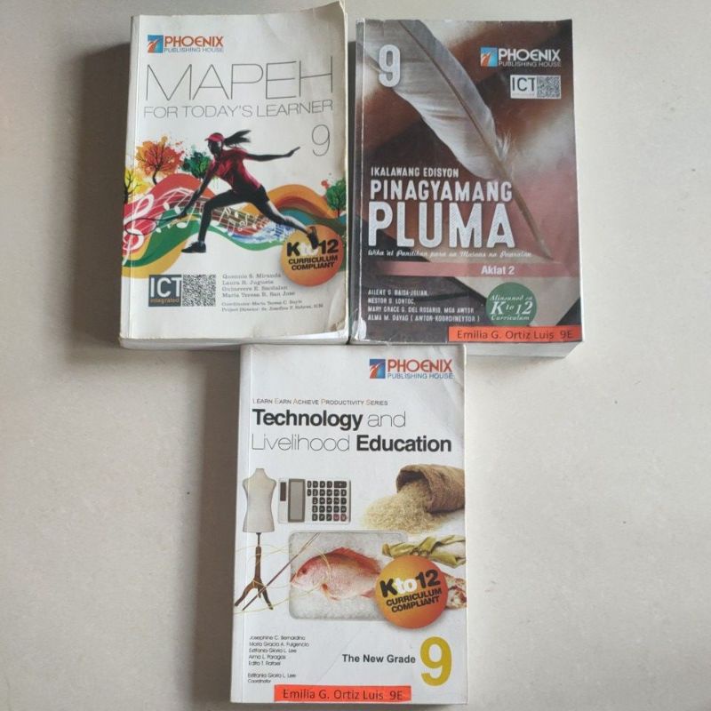 grade 9 nine books libro phoenix text book school book pluma tle mapeh ...
