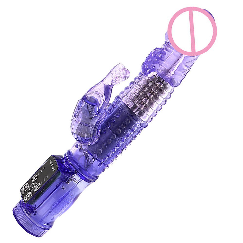 360 Degree Rotation Beads Double Vibrator Masturbator Dildo Rabbit Vibrator Clitoris Stimulator 