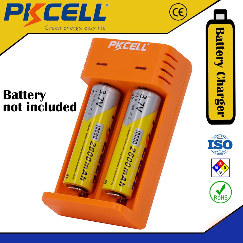PKCELL (8221) 18650 Li-Ion Fast Charging 3.7V 26650 16340 16650 14650 ...