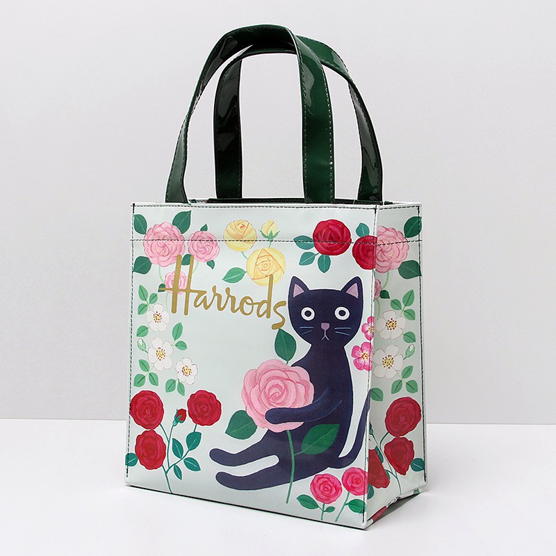 Harrods European style British Flower Cat waterproof PVC Shopper Bag Waterproof handbag