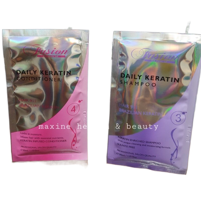 FUSION keratin daily shampoo & conditioner sachet 30ml Shopee Philippines