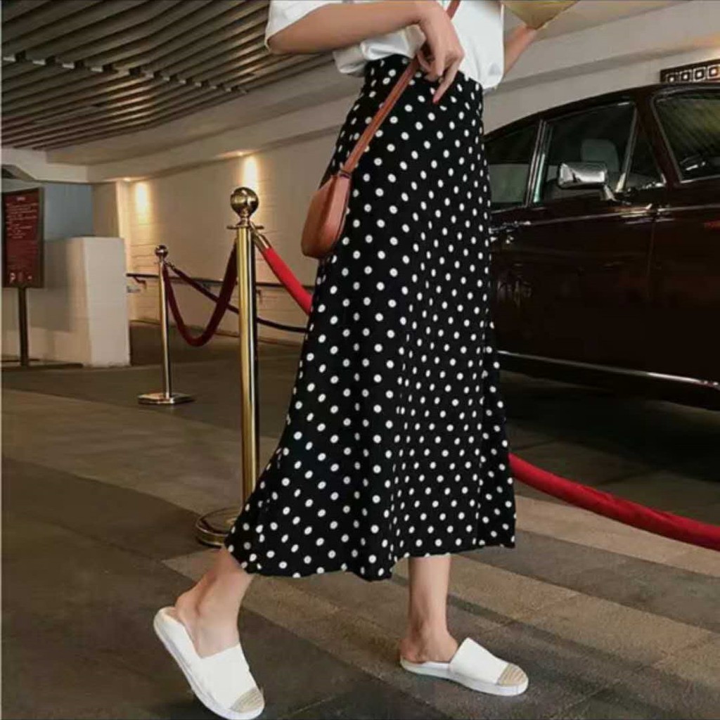 Polka dot outlet maxi skirt