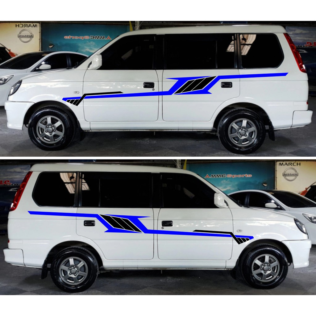 Mitsubishi Adventure Both Side Decals Design 3 Black and Blue Color Cut ...