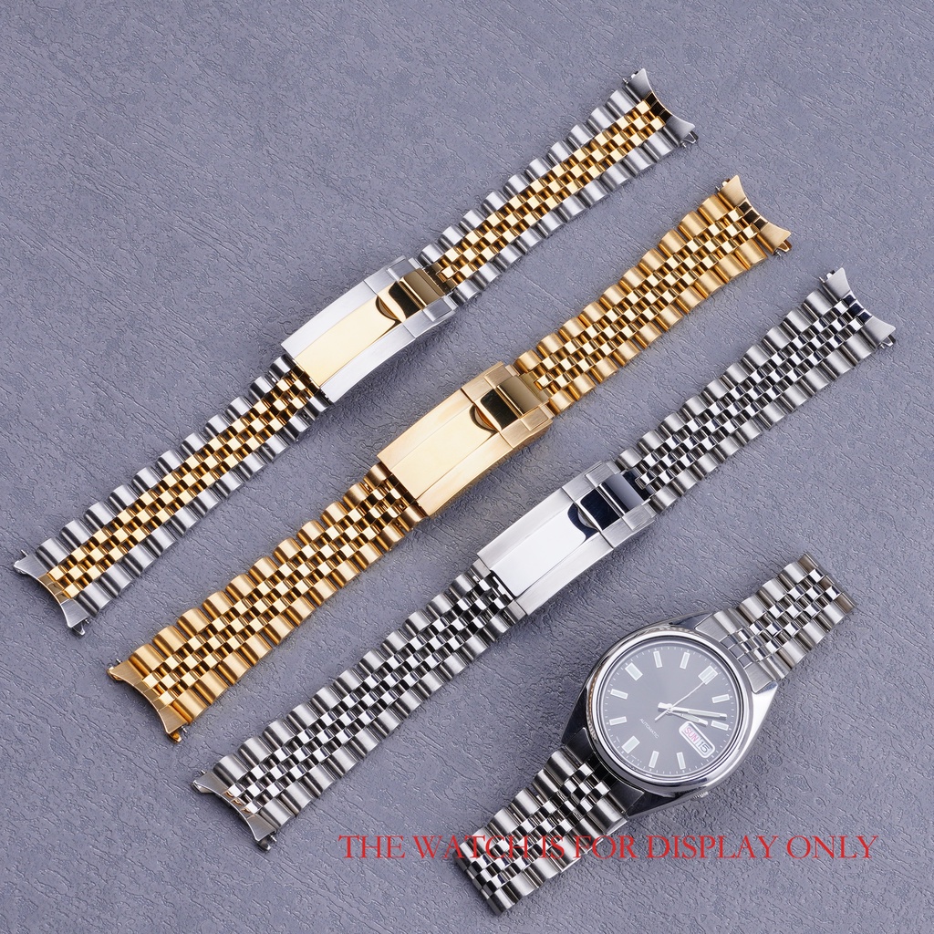 19mm Silver Gold Hollow Curved End Solid Screw Links Watch Band