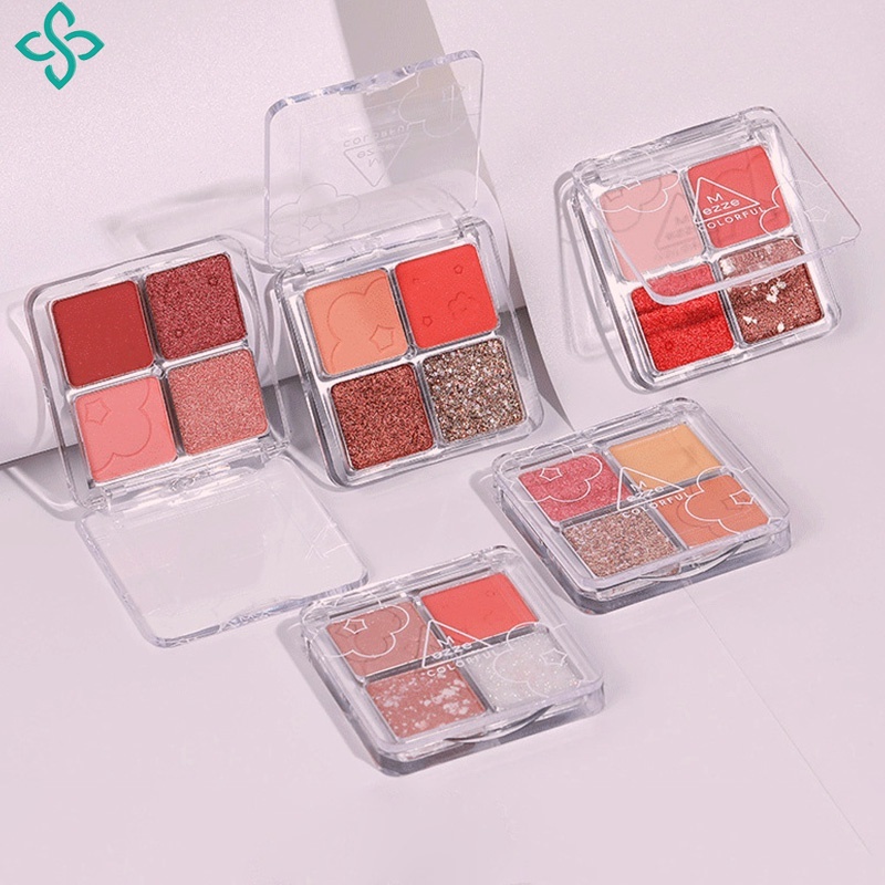Mini Four-Color Eyeshadow Palette Earth Tone Matte Pearlescent Light ...