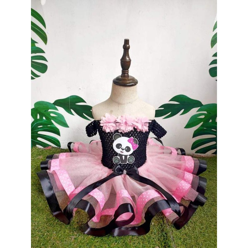 cute panda tutu trim dress (tops and skirt) | Shopee Philippines