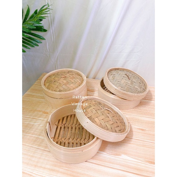 (Rattanvintage) Handmade Bamboo Steamer 8inch | Dim Sum/Pau Steamer ...