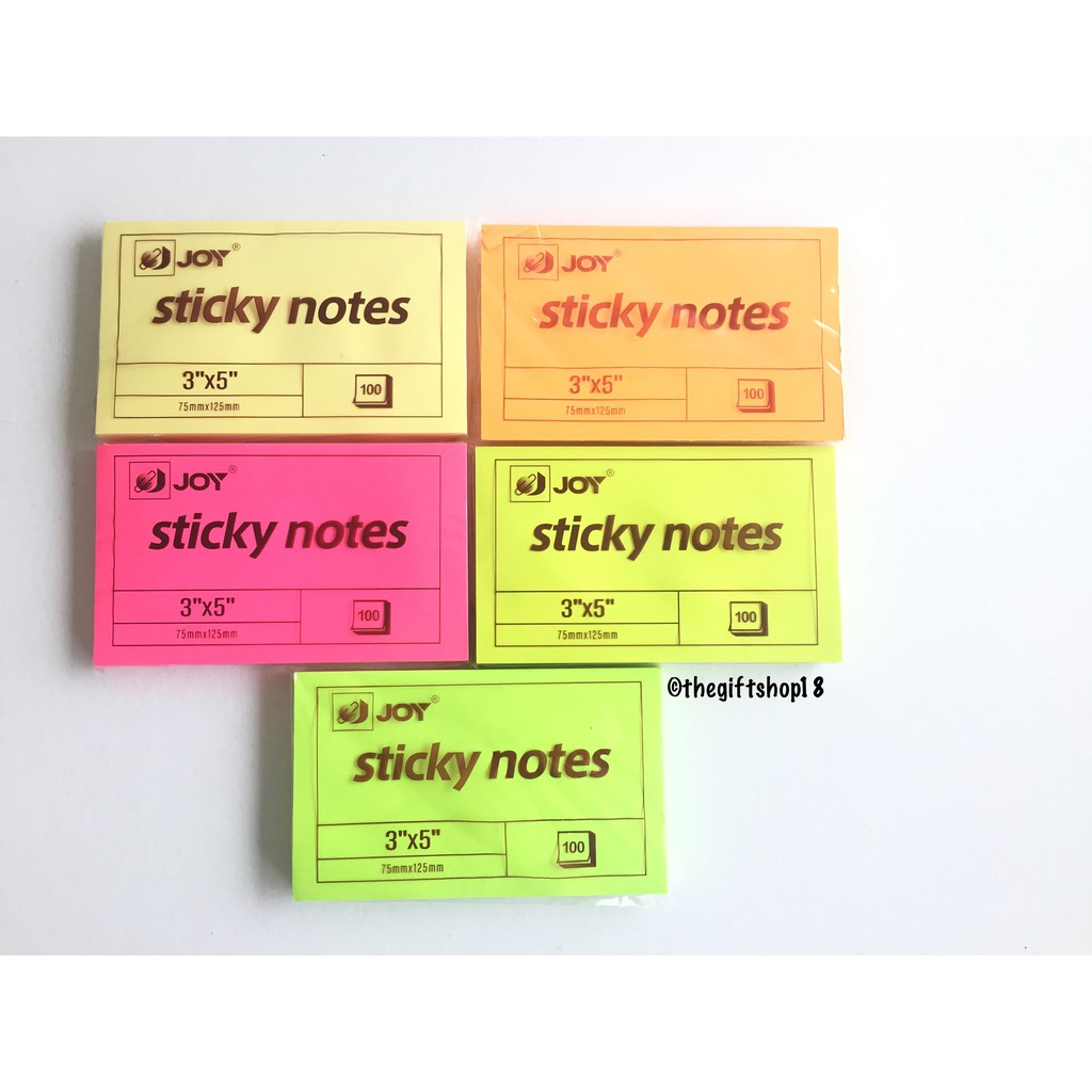 Joy Colored Sticky Notes 3x5 Shopee Philippines