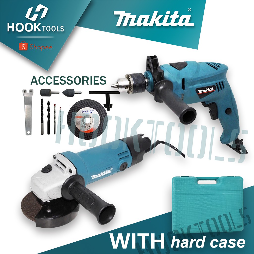 HOOK Makita Best Seller Grinder And Drill Set with hard case