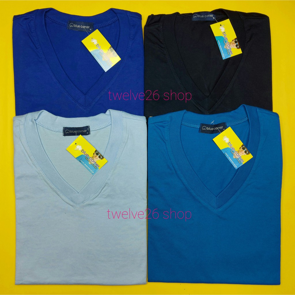 blue corner v neck shirt colors