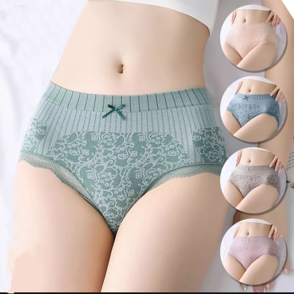 1/12pcs Soft Stretch Breathable Highwaist Cotton Women's Underwear